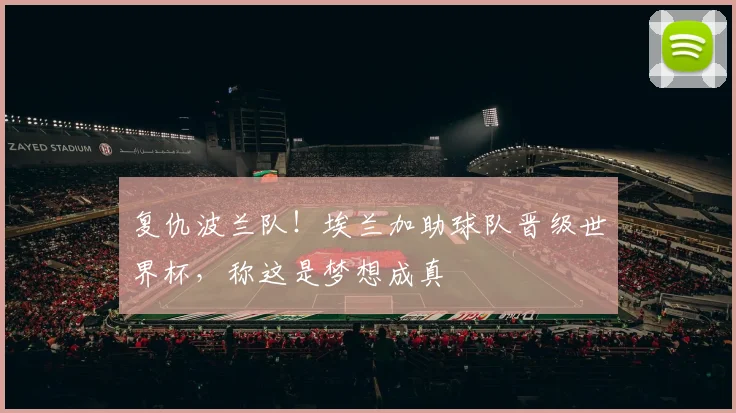 复仇波兰队！埃兰加助球队晋级世界杯，称这是梦想成真